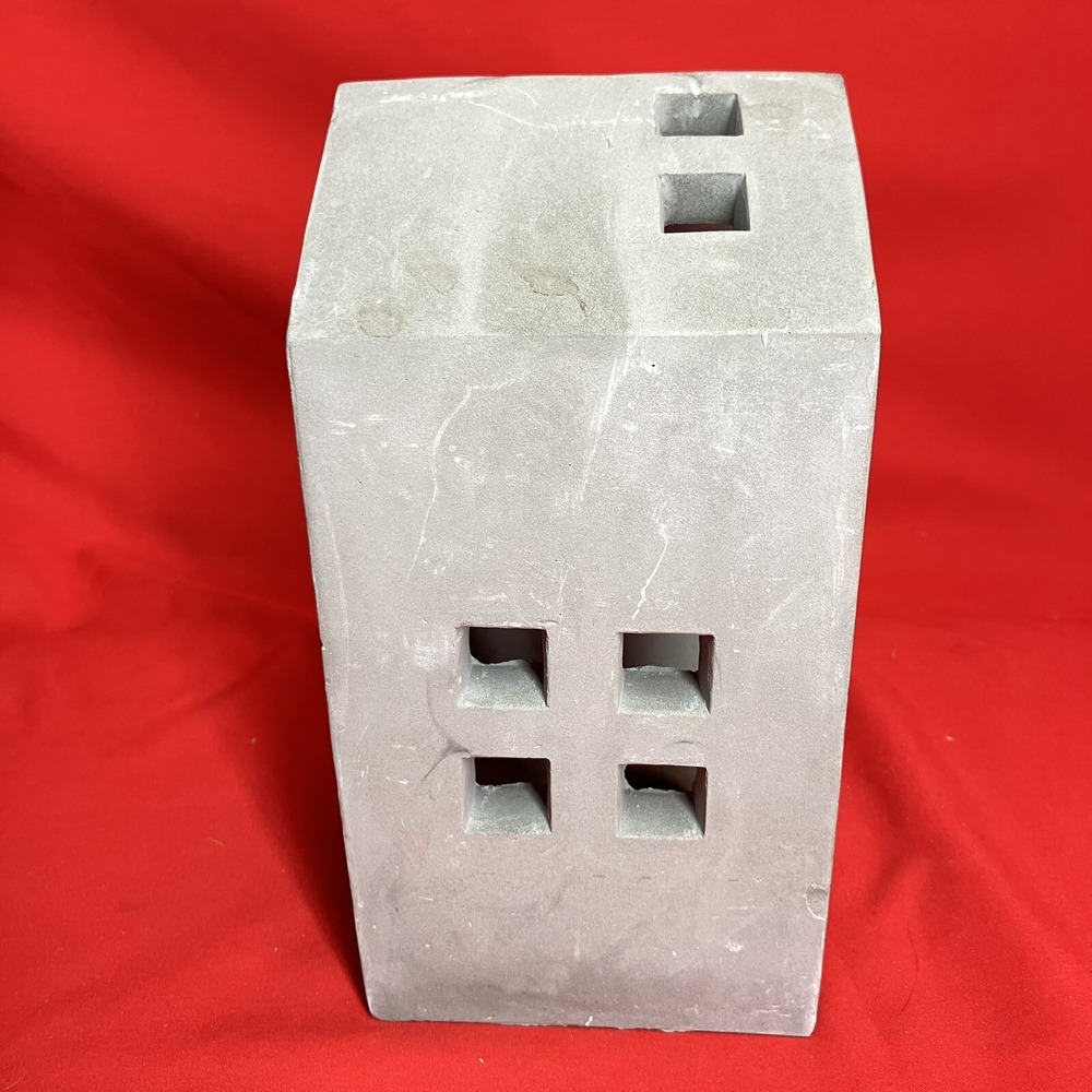 Large 8" Tea Light Concrete Building / House Modern Cement Decorative / Flaws #1 - Picture 4 of 16